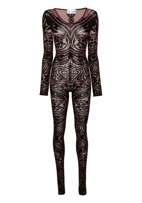 Tuta intera Body Tattoo con scollo a V in nero Wolford x etro - donna WOLFORD X ETRO | Tute | 583089294